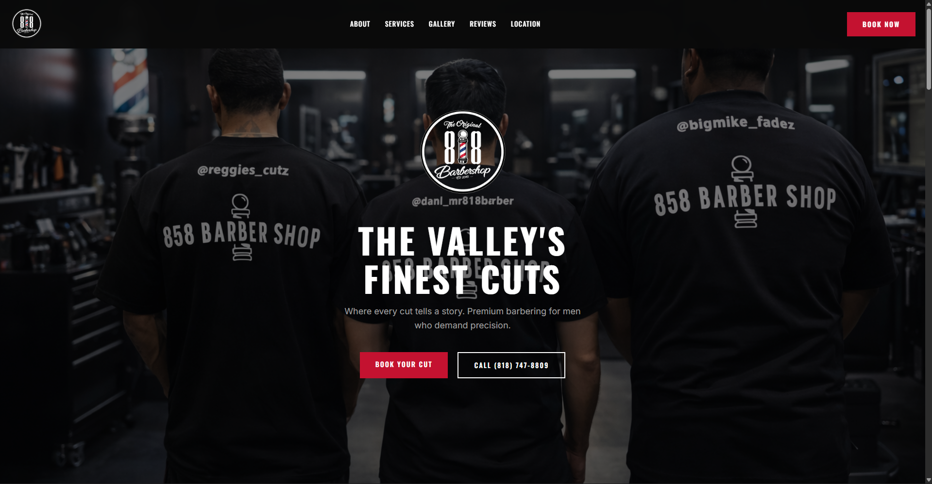 818 Barbershop - custom barbershop website design Los Angeles SFV