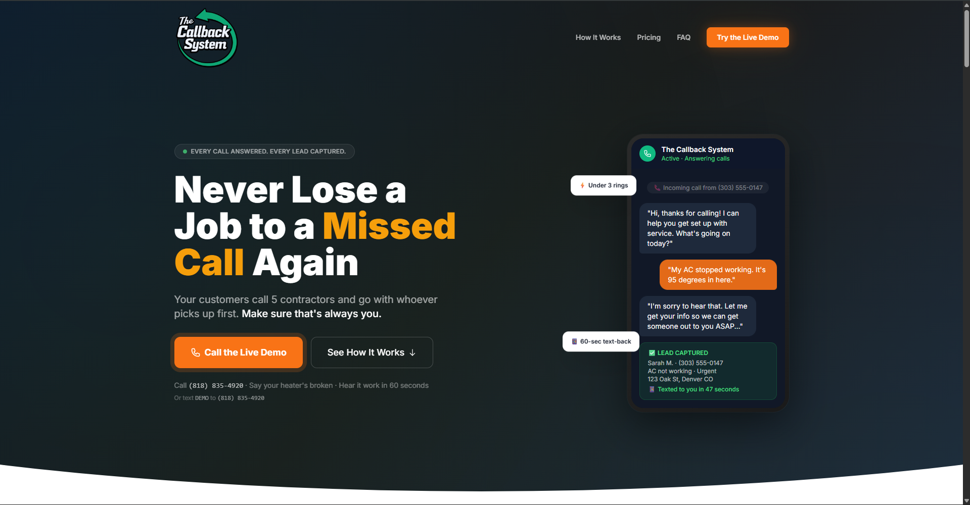 The Callback System - custom SaaS website built by Paper St Marketing Los Angeles